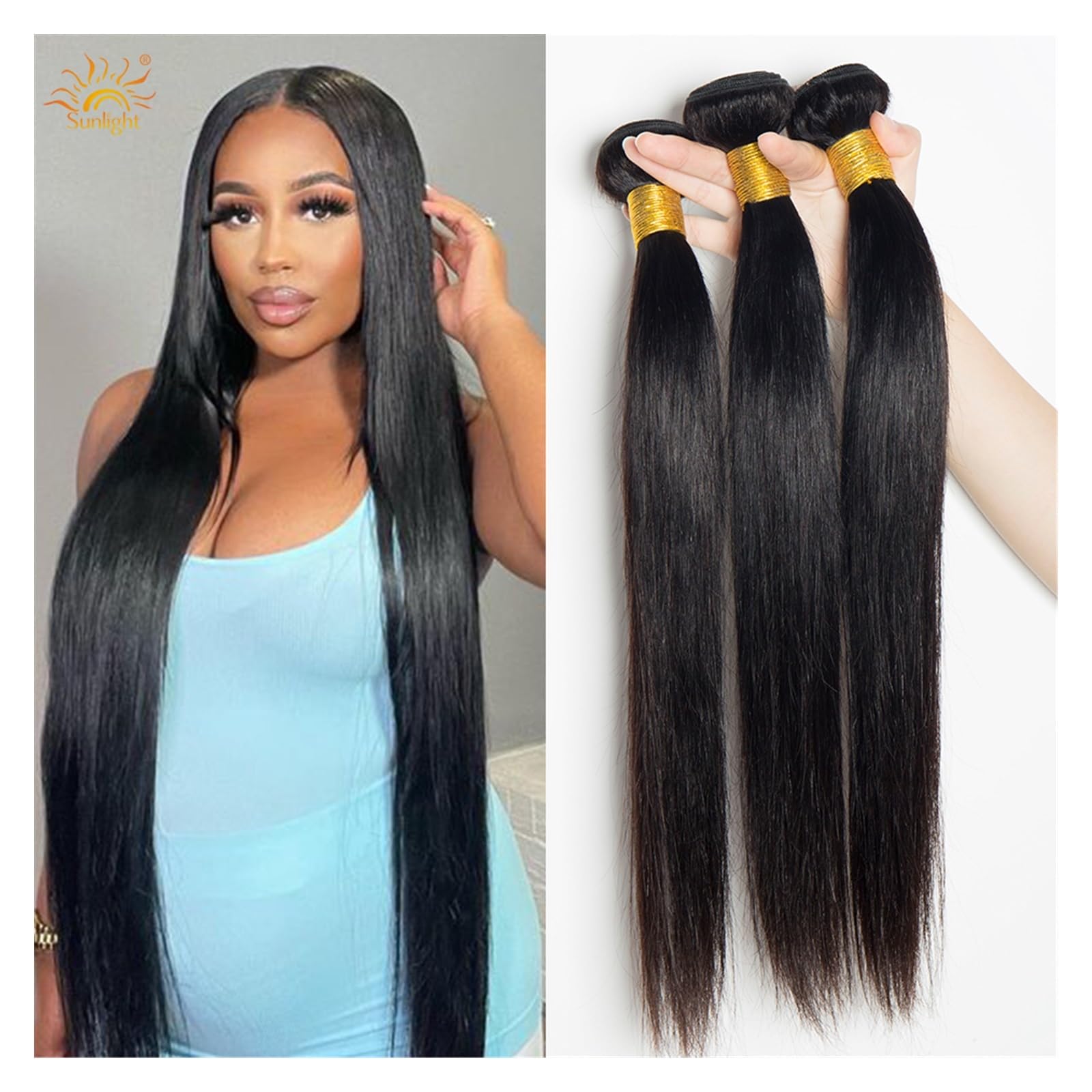 Mujer con cabello largo y extensiones